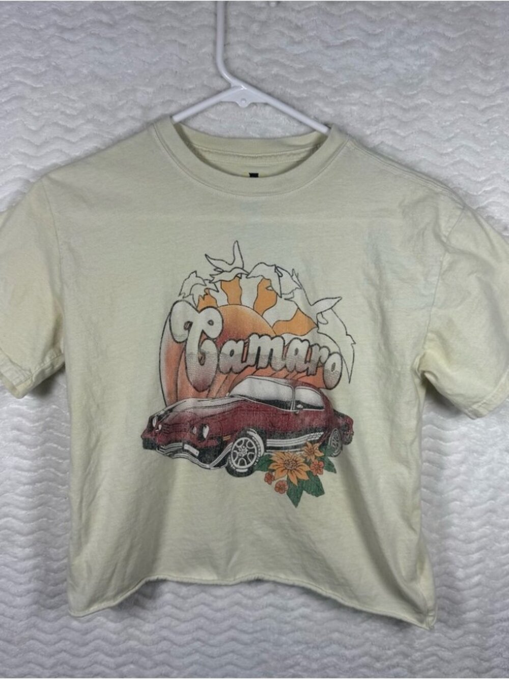 Crop Tee with Red Camaro Graphic
